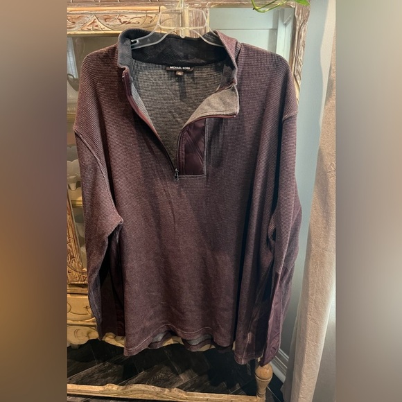 Michael Kors Mens 3X Maroon 1/4 zip Pullover Sweater - Picture 1 of 7